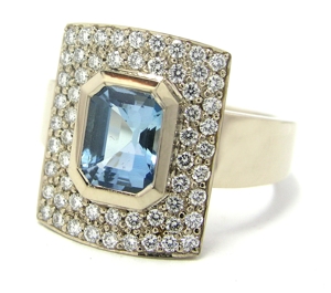 Aqua Marin und Diamant Ring
