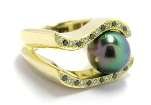 Tahiti Perlen schwarze Diamanten Ring