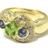 Bague grenat vert et tanzanite