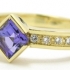 Bague tanzanite carrée or jaune