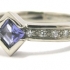 Bague tanzanite carrée or blanc