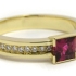 Bague tourmaline rouge diamants